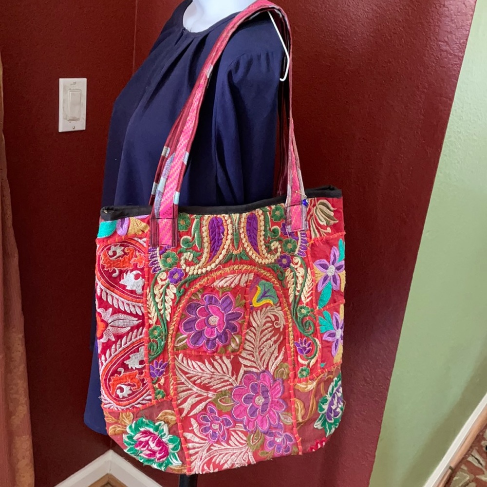 Multi Colored, Hand Embroidered Boho Shoulder Bag - image 2